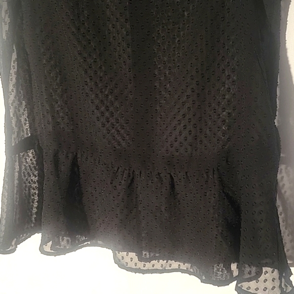H&M Black Sheer Polka-Dot Blouse with Studs Around Neck, Size: 6 - Picture 3 of 8